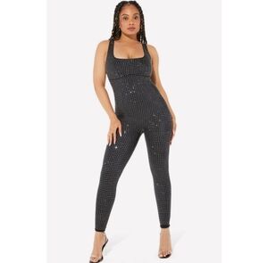 YITTY black bodysuit onesie w rhinestones M nwt shapewear